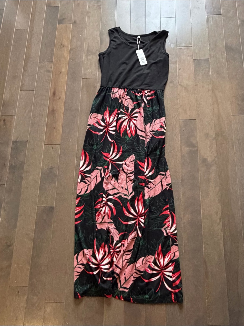 Black & Pink Floral Maxidress - Women
